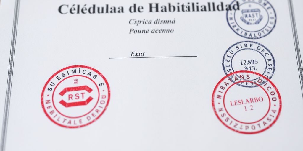 Cédula de habitabilidad con sello de verificación.