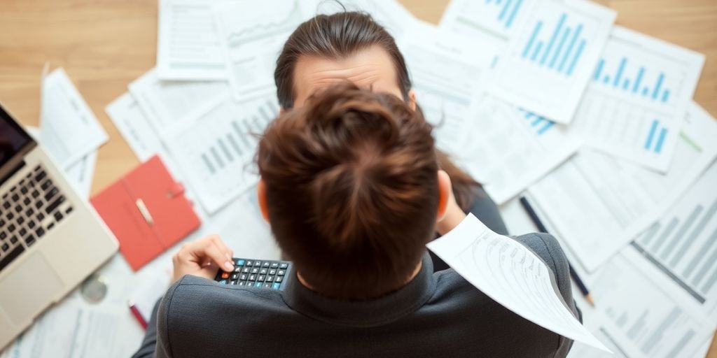 Person analyzing financial documents to make investment decisions.