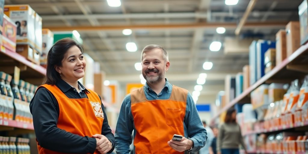 Home Depot associate assisting customer