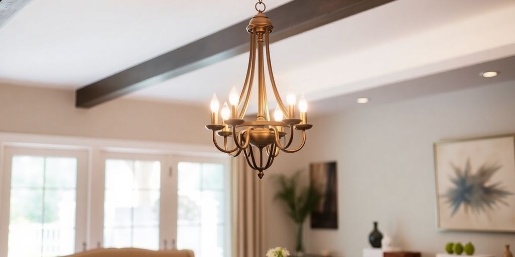 Elegant Wayfair chandelier illuminating a stylish home interior.