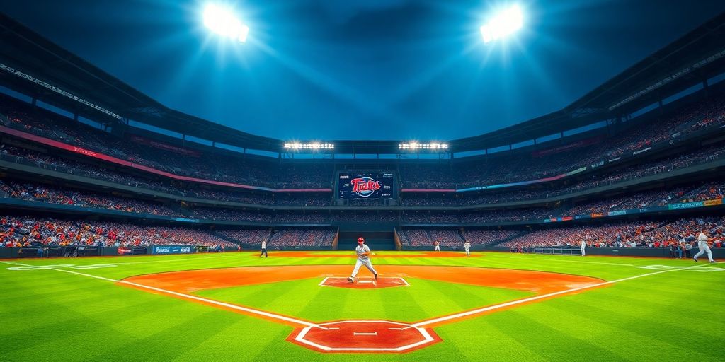 Baseball stadium game action