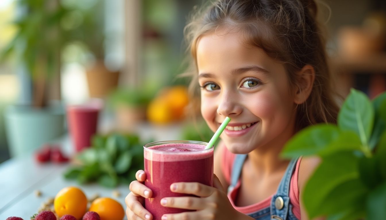 Fit girl drinking a colorful heart-healthy smoothie.