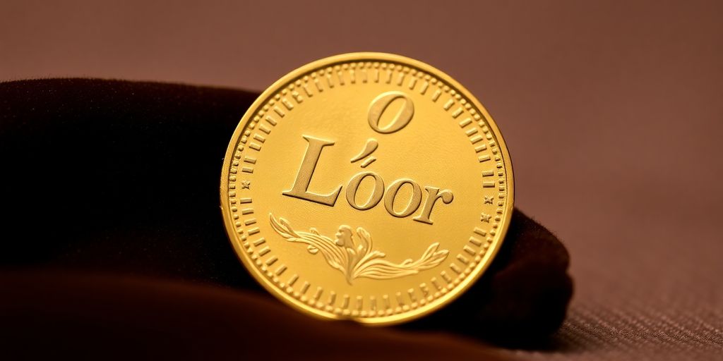 Pièce de Louis d’or sur un tissu en velours.