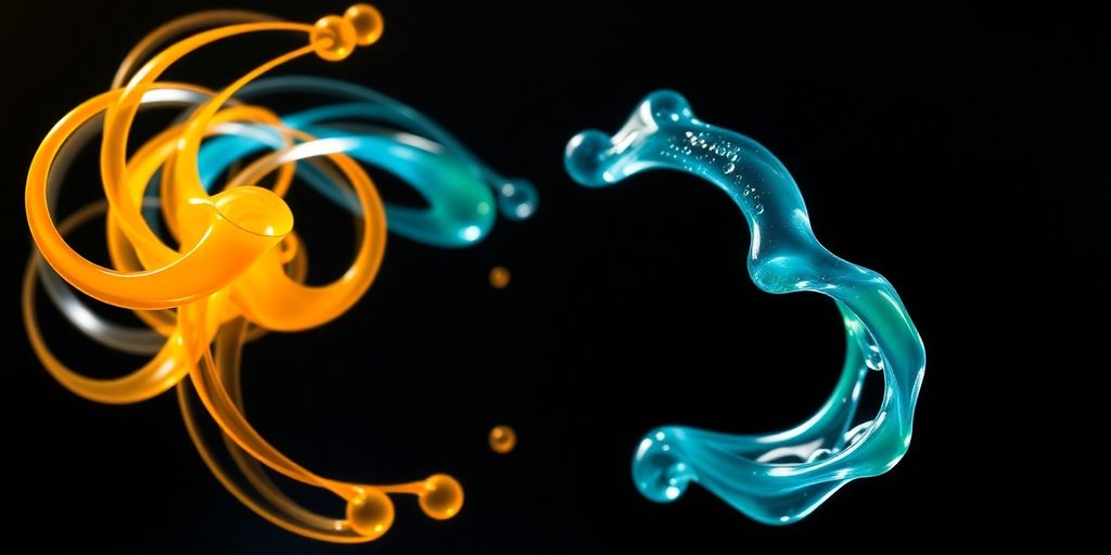 Two distinct swirling colorful brain chemicals.
