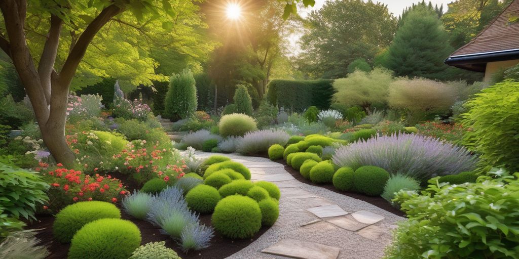 beautiful garden landscape with natural elements