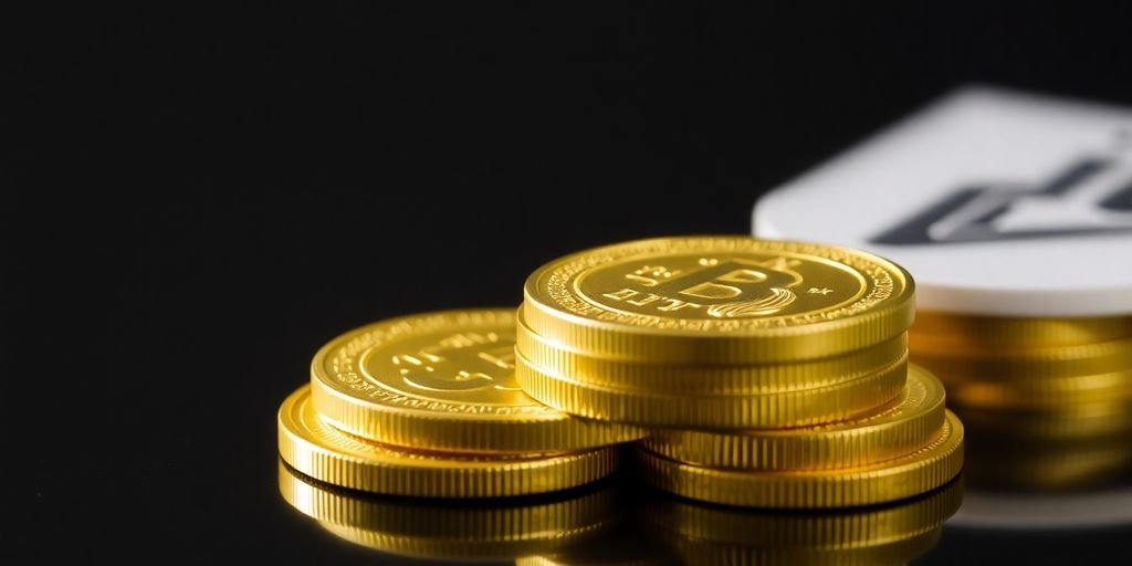 Pièces d'or brillantes empilées