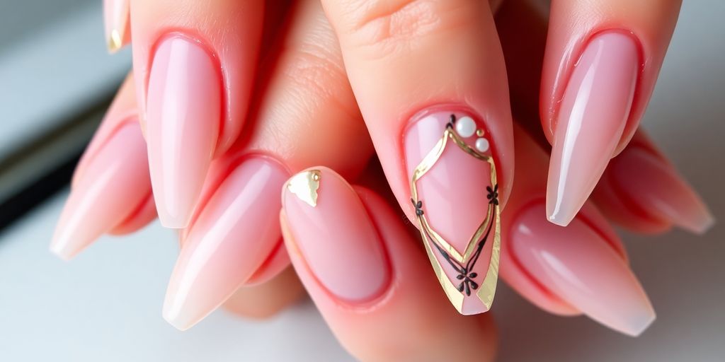 Unhas bailarina com arte e cores vibrantes.