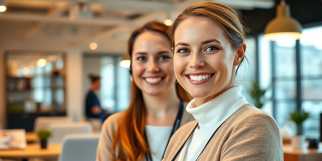 Freundlicher Kundenservice-Mitarbeiter am Arbeitsplatz.