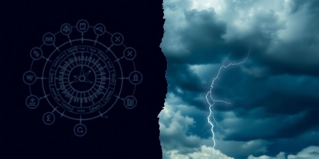 Financial chart with arrows indicating movement and risk.