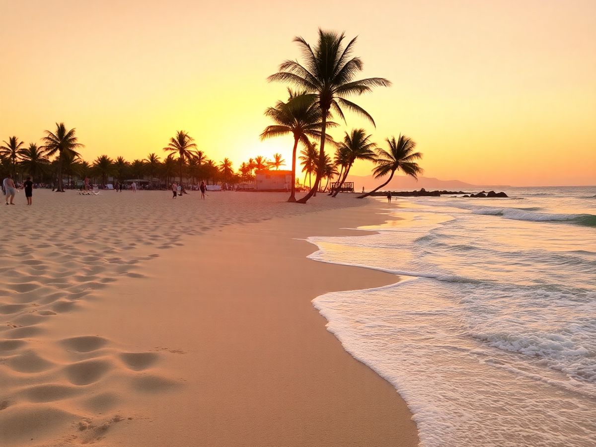 Tranquil beach sunset in Las Palmas de Gran Canaria.