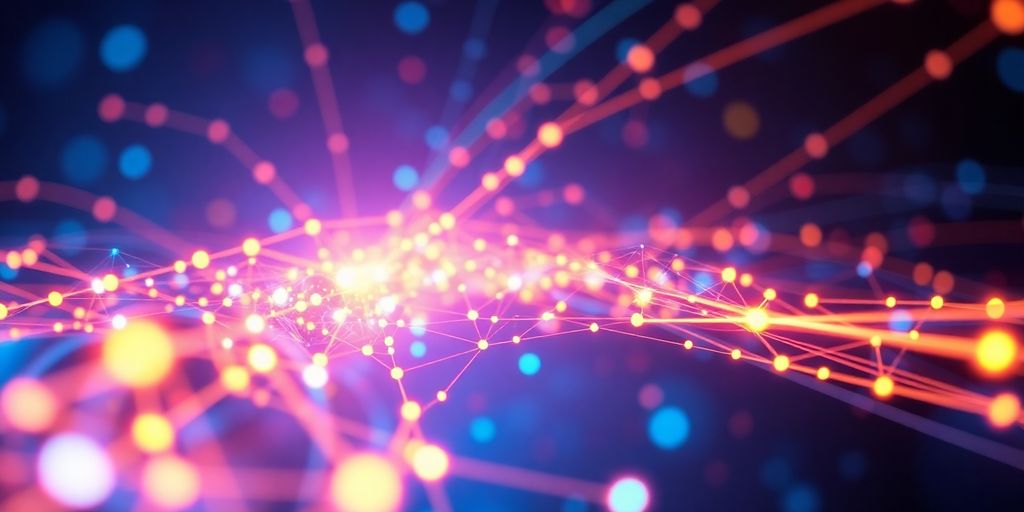 Abstract neural network with glowing nodes.
