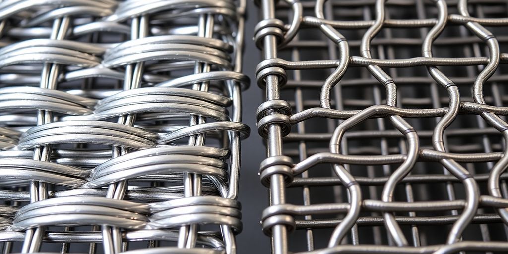 Woven and welded wire mesh comparison in close-up.