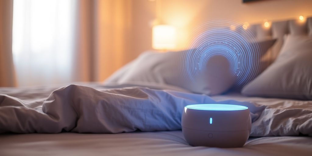 White noise machine creating soothing soundwaves.