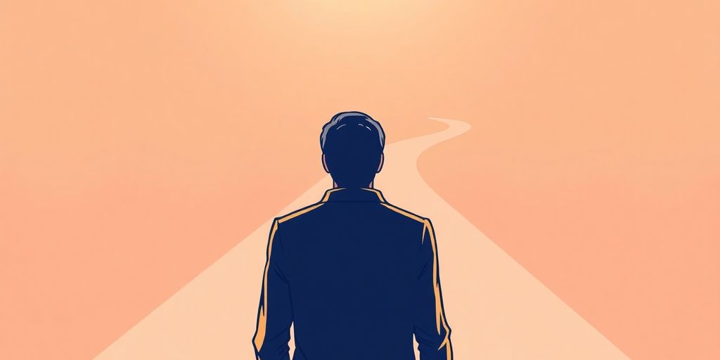 Illustrative person changing career path