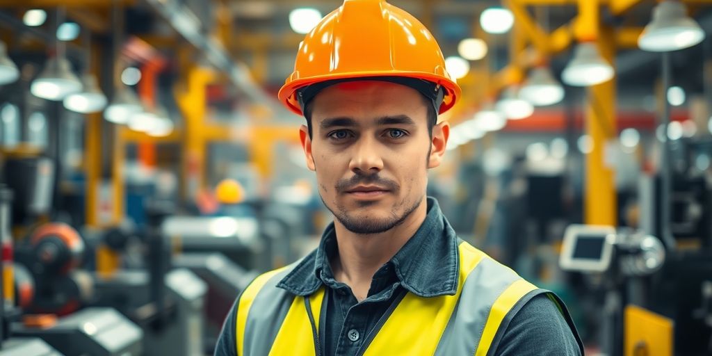 Illustrative image of a plant manager in a factory.