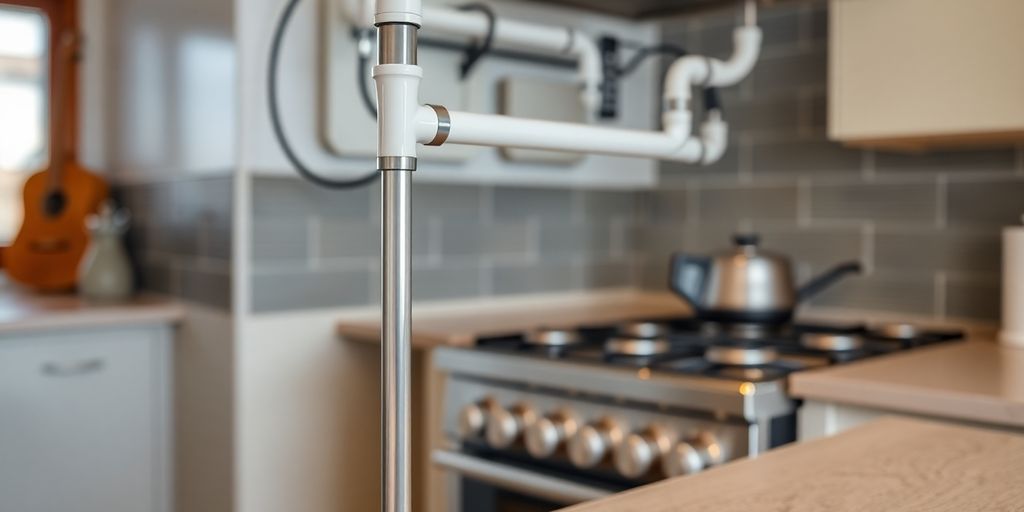 Instalações de gás residencial em uma casa.