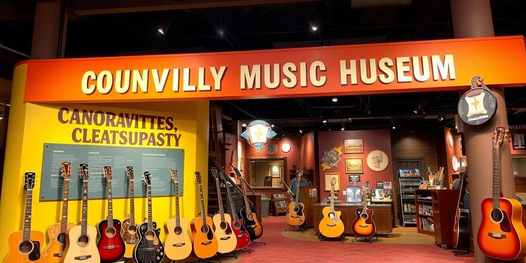 Nashville Country Music Museum filled with memorabilia and guitars.