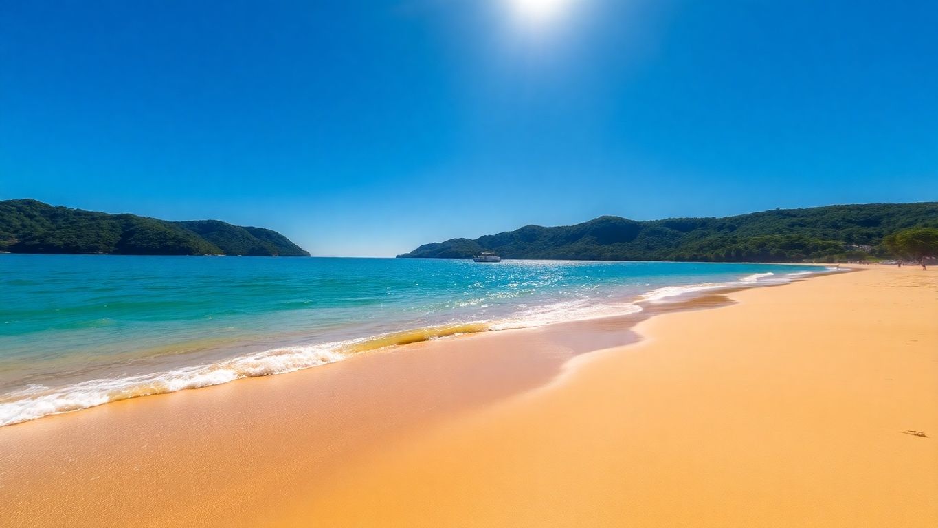 Praia paradisíaca no Sudeste do Brasil.