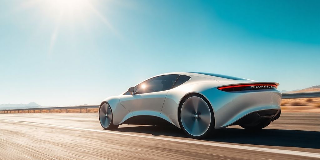 Voiture solaire sur la route