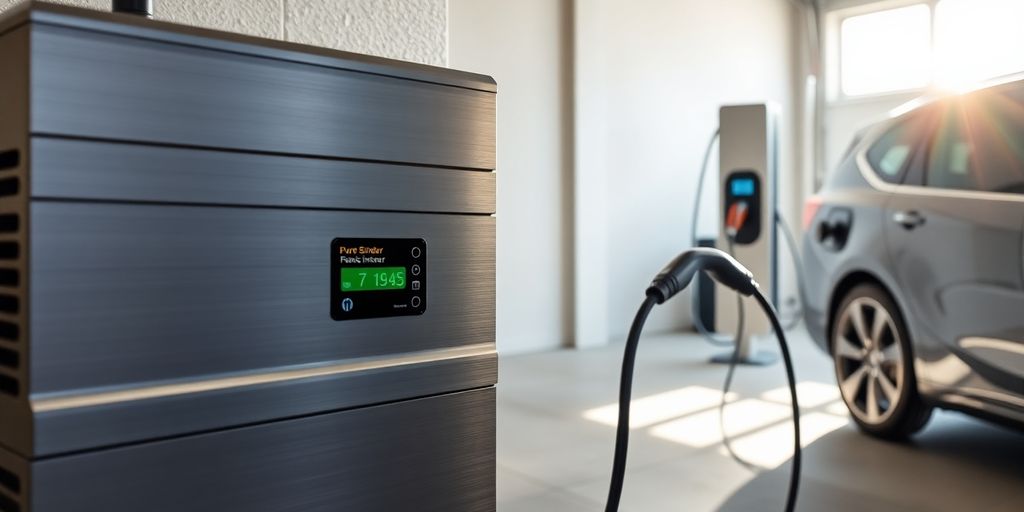 Inverter powering EV charger with pure sine wave.