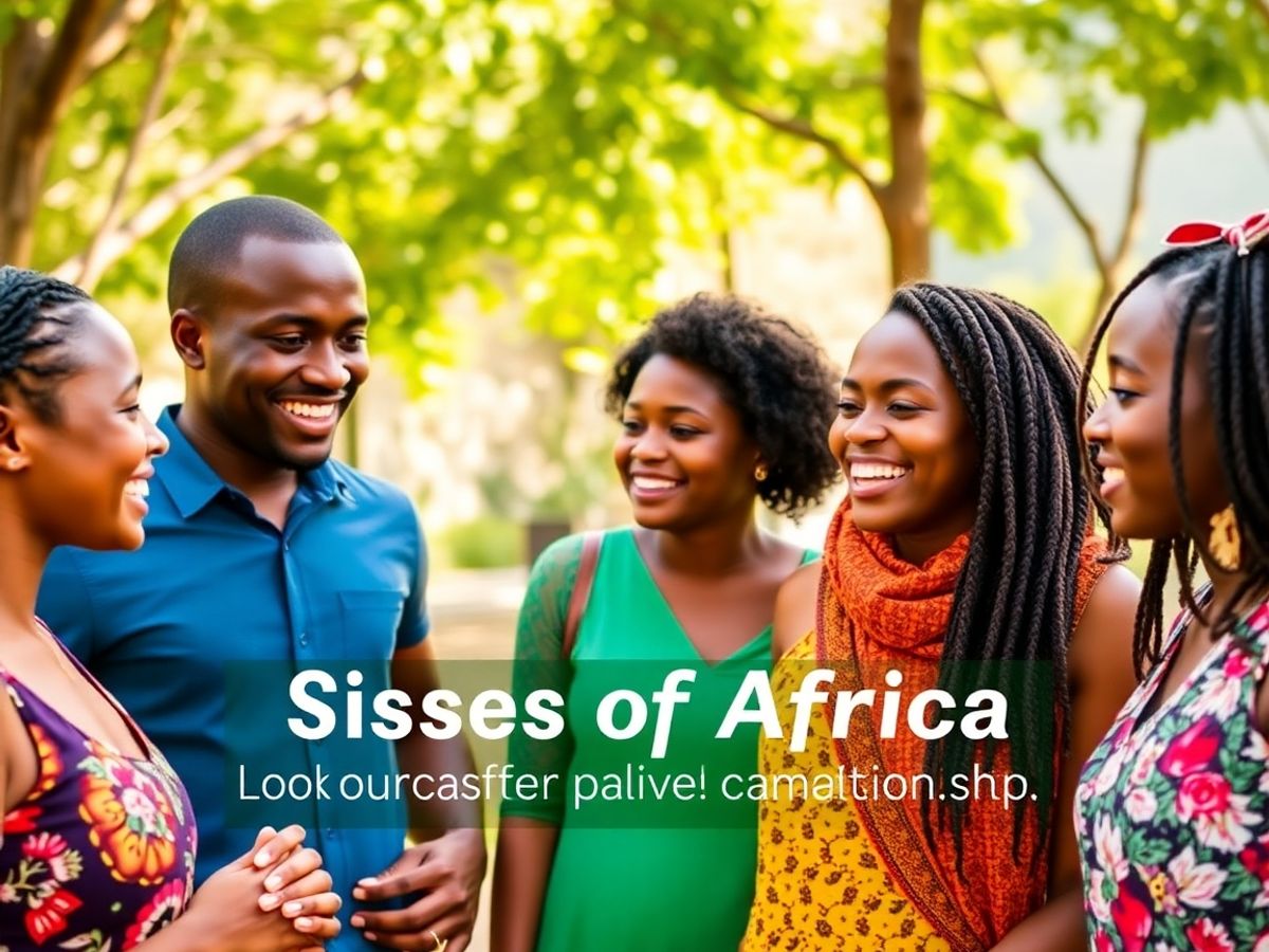 Diverse African singles enjoying a lively conversation outdoors.