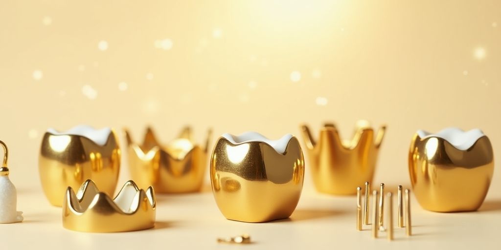 Collection d'or dentaire sur fond neutre.