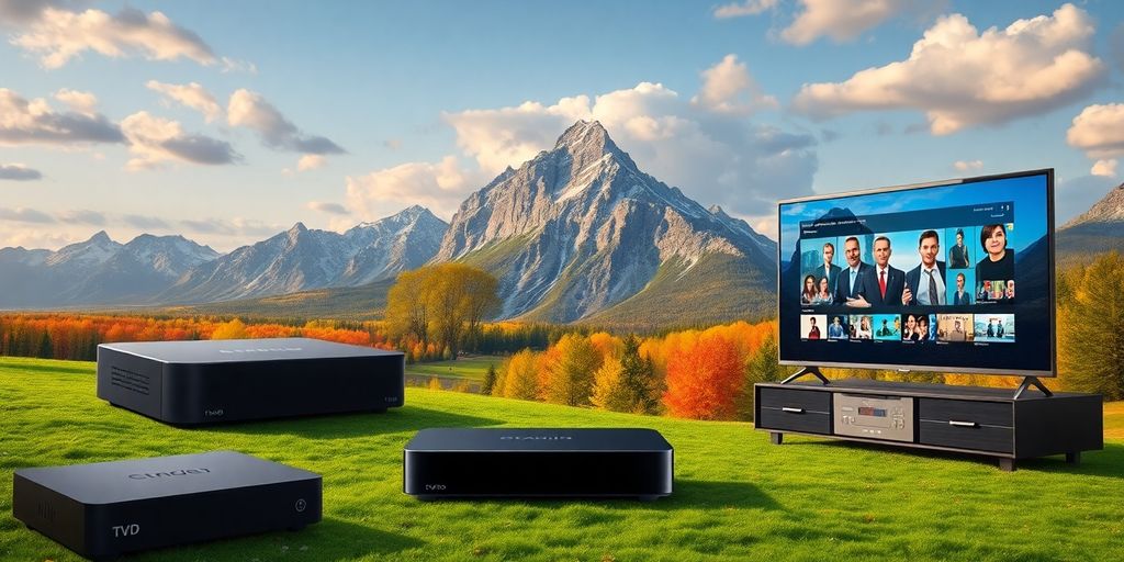 Canada map with streaming icons replacing cable boxes-IPTV In Canada