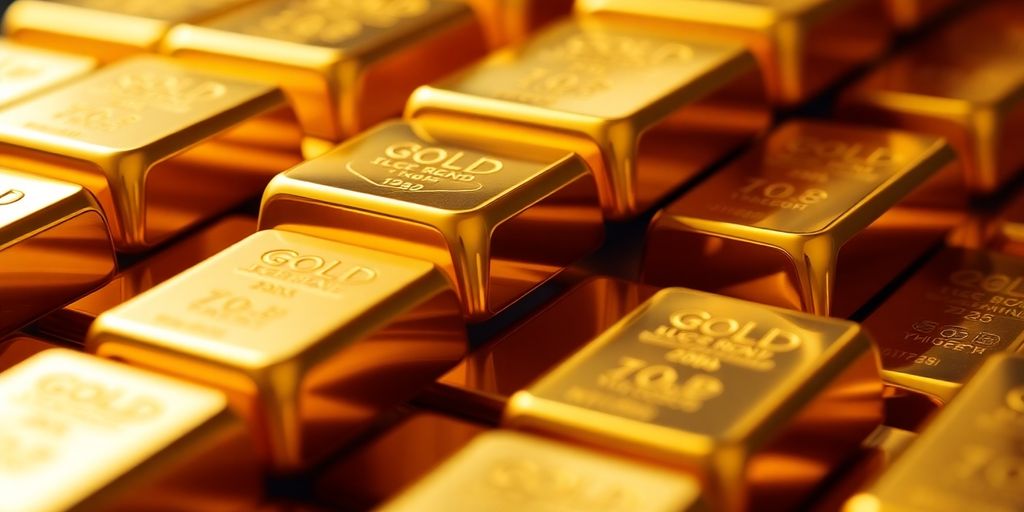 Des barres d'or 24 carats brillantes et empilées.
