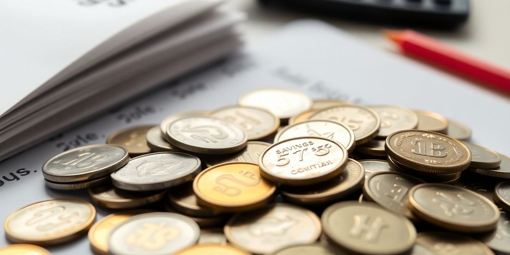 Une photo de pièces de monnaie sur une table.
