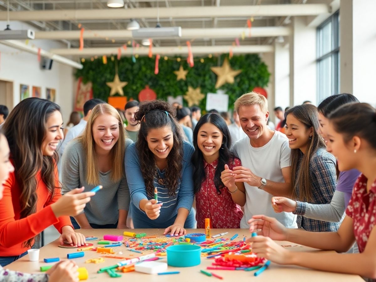 O echipă jucând jocuri creative în interior.