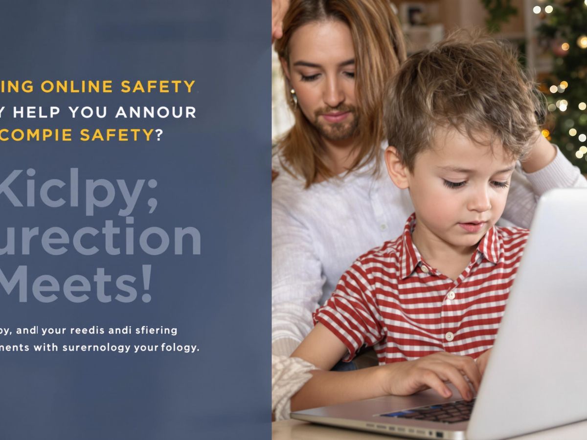 Copil pe laptop, părinte atent în apropiere.