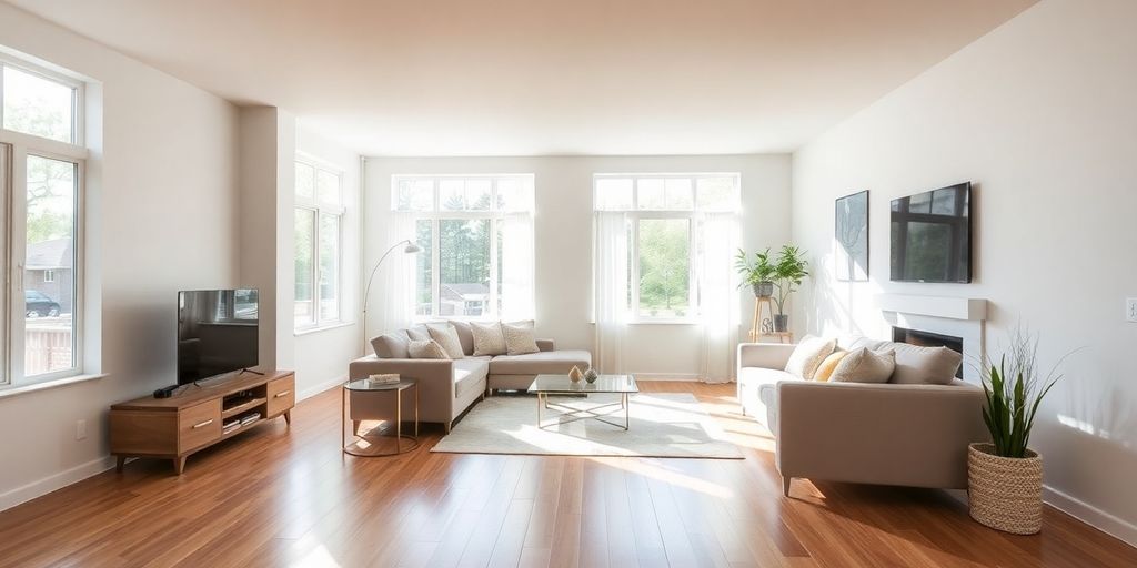 Renovated living room with natural light