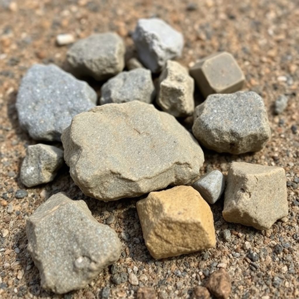 Close-up of genuine meteorites with varied textures and colours.