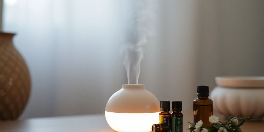 Aromatherapy diffuser with calming mist.