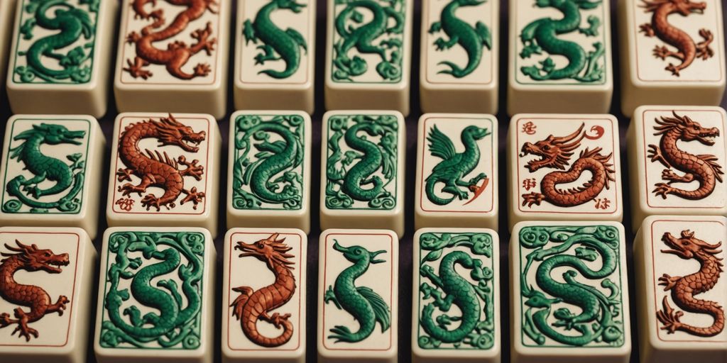 Mahjong tiles with animal designs