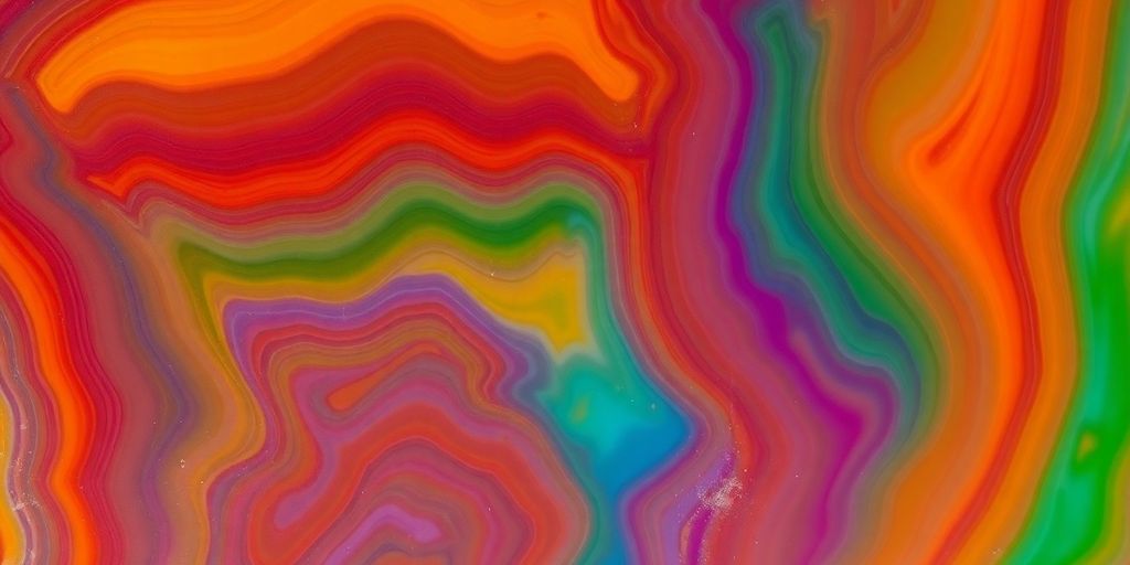Rainbow onyx slab with vibrant swirling colors.