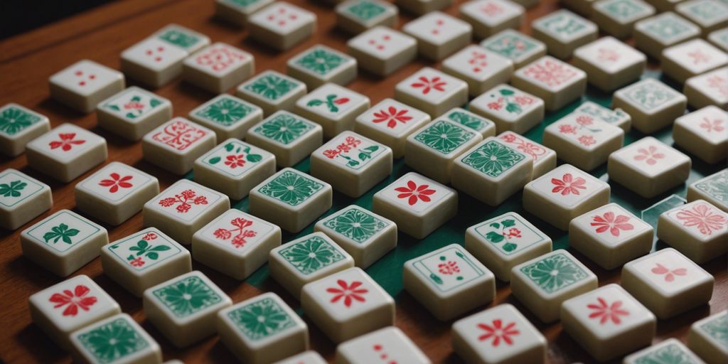 Mahjong season tiles neatly arranged on a Mahjong table, highlighting their unique designs and importance in the game.