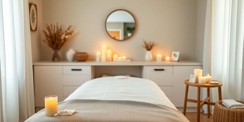 Evde masaj hizmeti için rahat bir ortam.