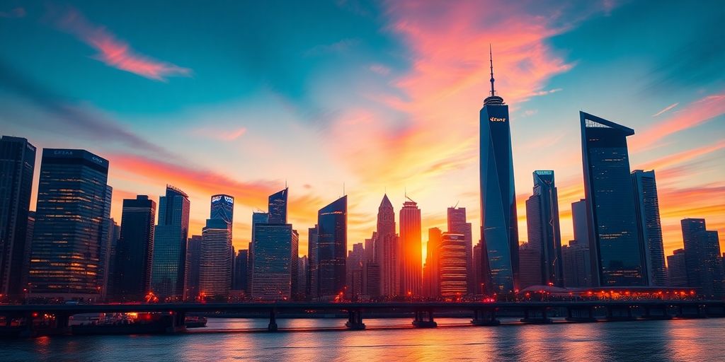 The Best Crypto to Buy for 2025, Top Picks for Investors This Year 4 Futuristic city skyline with blockchain patterns overlay.