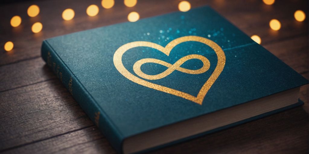 Book cover featuring heart and infinity symbol, vibrant colors