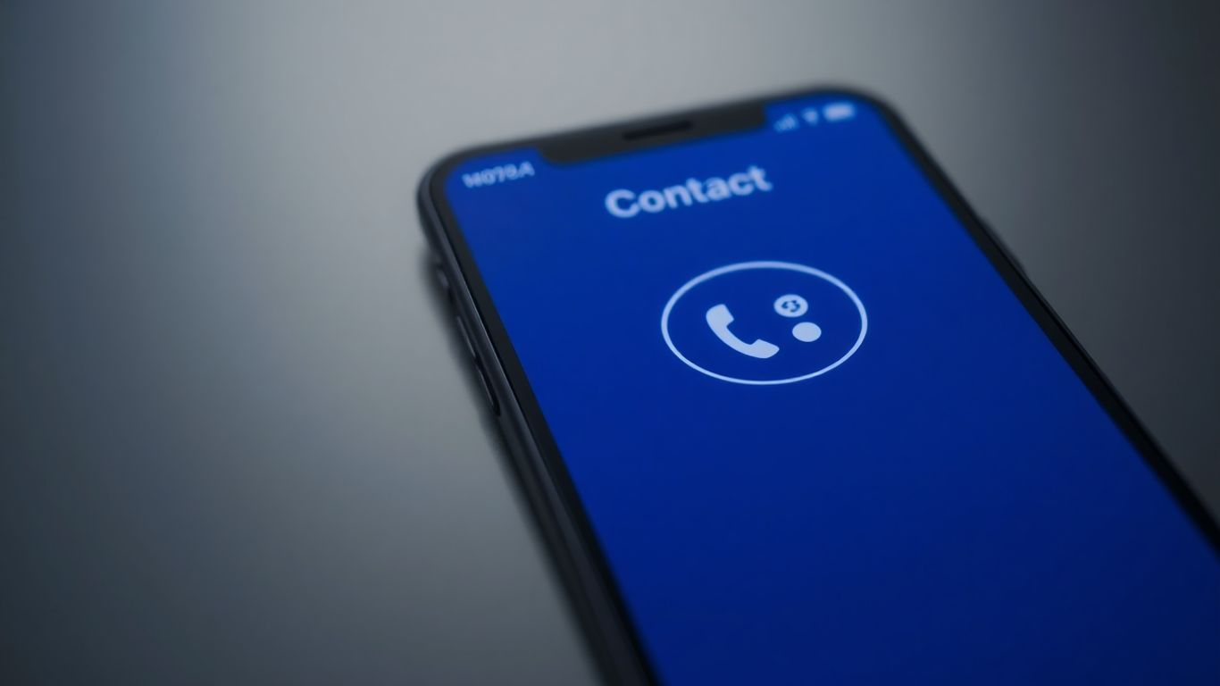 Smartphone displaying contact information with a phone icon.