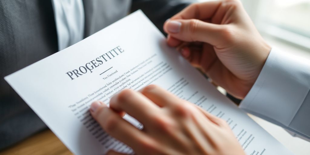 Hand reviewing property title deed documents.