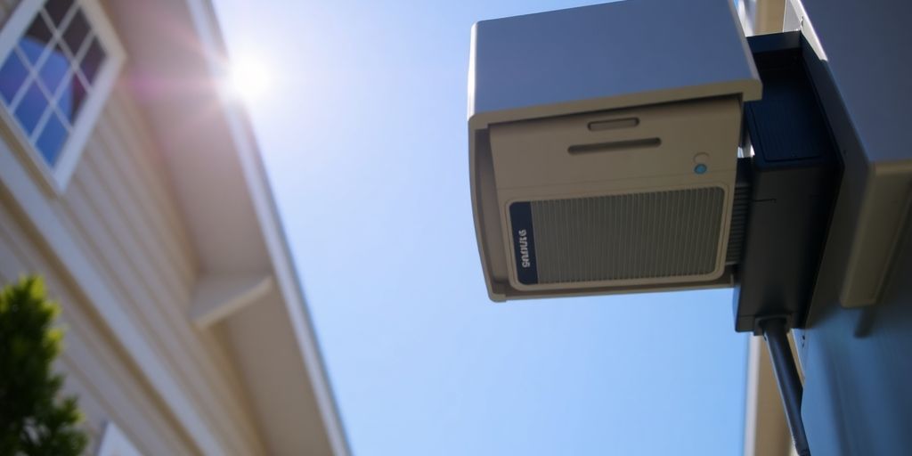 Photograph of an air conditioning unit outdoors.