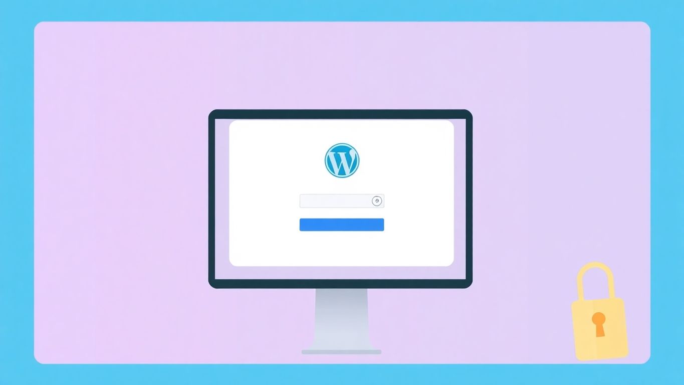 Sikker WordPress påloggingsskjerm med moderne illustrasjon.