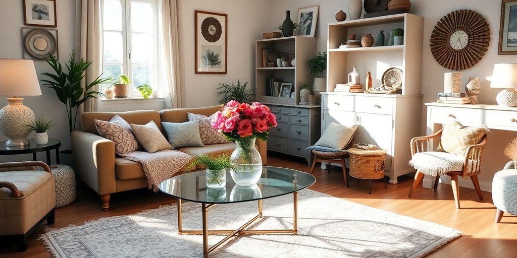 Stylish room with discounted home decor items