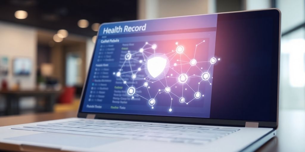 Blockchain technology enhancing patient health data management.