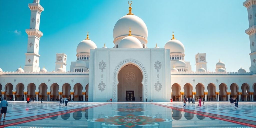 Sheikh Zayed Grand Mosque with stunning architecture and domes.