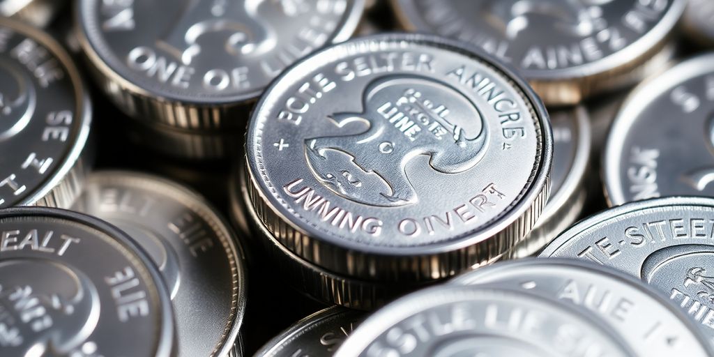 Une pile brillante d'onces d'argent pur.