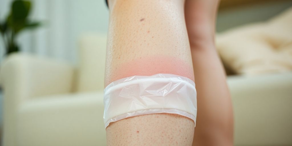 Person icing sore leg