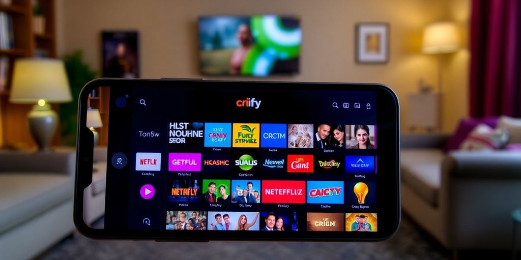 صورة لهاتف ذكي يعرض تطبيق CRICFY TV